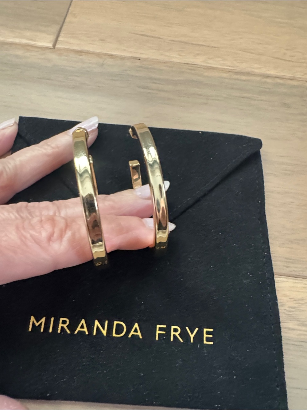 Miranda Frye 2” Gold Hoop Earrings - Picture 4 of 6